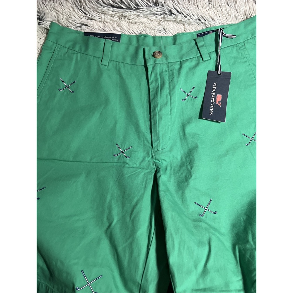 Vineyard Vines Flat Front Embroidered Golf Club Shorts Size 34 Green